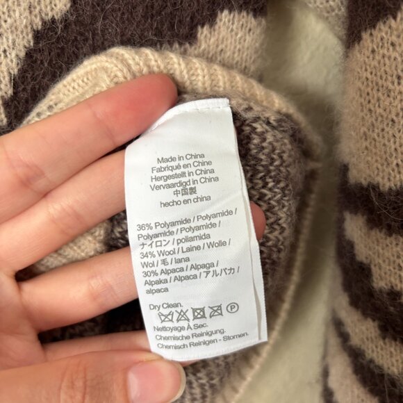 J. Crew Cozy Wool Alpaca Blend Ribbed V-Neck Cardigan Sweater in Zebra Stripe - Picture 10 of 13